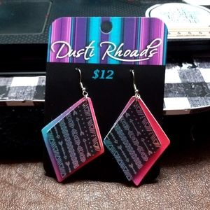 Ombre Pink Blue and Purple Arrow Pleather Earrings